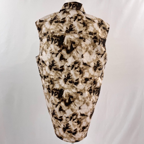 New SAMSOE SAMSOE Oversized Sleeveless Button Down Shirt Camo Clay Size XXS - Picture 12 of 16